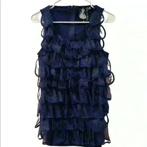 Twelve by Twelve Navy Blue Ruffle Tank Top